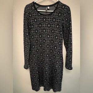 Ibex 100% Merino Wool Gray/Black Sweater Dress